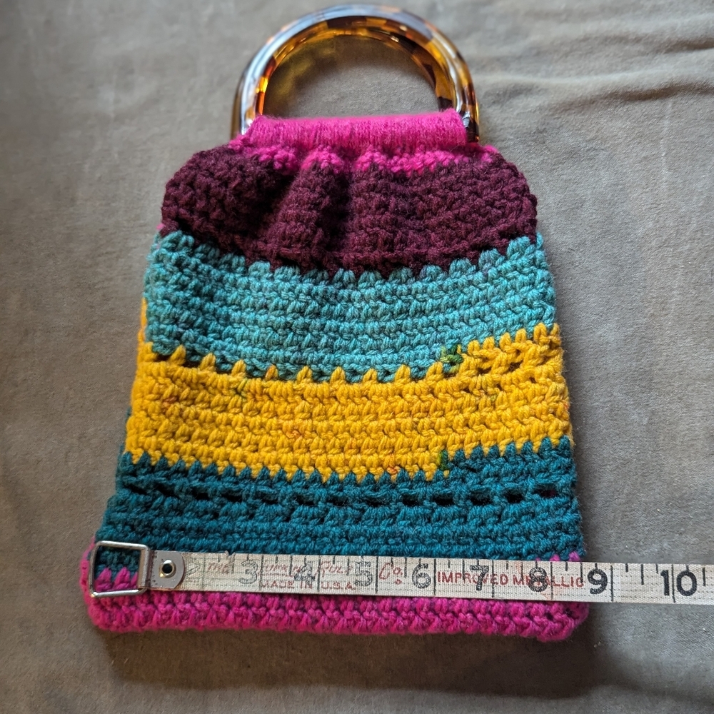 Multicolor Crochet Handbag with Tortoise Shell Handle - Picture 5 of 5